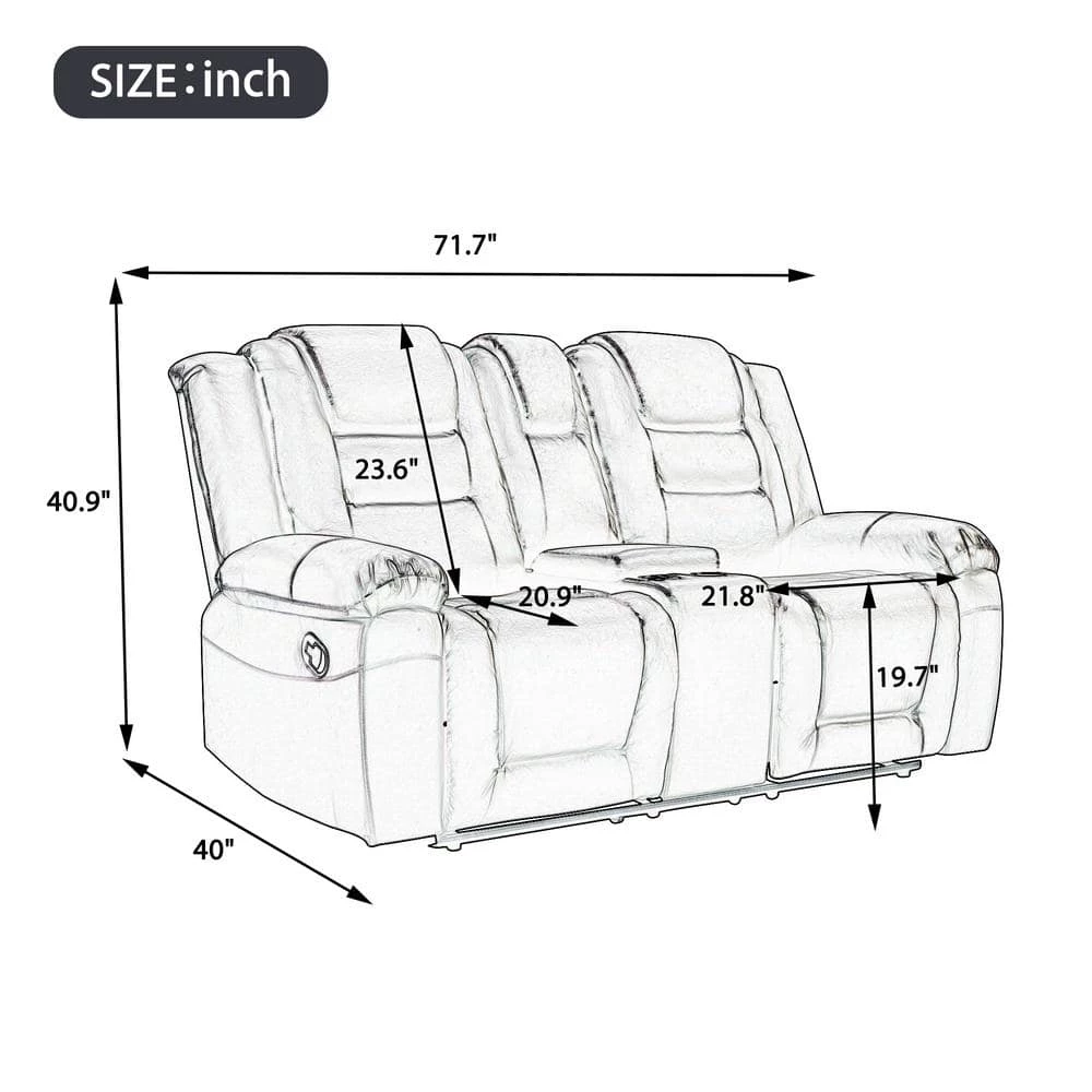 71.7 in. W Black PU Leather 2-Seat Straight Loveseat, Home Theater Seating Manual Recliner by Polibi 5 71.7 in. W Black PU Leather 2-Seat Straight Loveseat, Home Theater Seating Manual Recliner by Polibi - Image 3