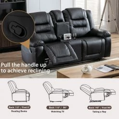 71.7 in. W Black PU Leather 2-Seat Straight Loveseat, Home Theater Seating Manual Recliner by Polibi 21 71.7 in. W Black PU Leather 2-Seat Straight Loveseat, Home Theater Seating Manual Recliner by Polibi -Cheap sumyeg Store black polibi loveseats rs bpltsl tw 44 1000