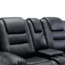 71.7 in. W Black PU Leather 2-Seat Straight Loveseat, Home Theater Seating Manual Recliner by Polibi 19 71.7 in. W Black PU Leather 2-Seat Straight Loveseat, Home Theater Seating Manual Recliner by Polibi -Cheap sumyeg Store black polibi loveseats rs bpltsl tw 4f 1000