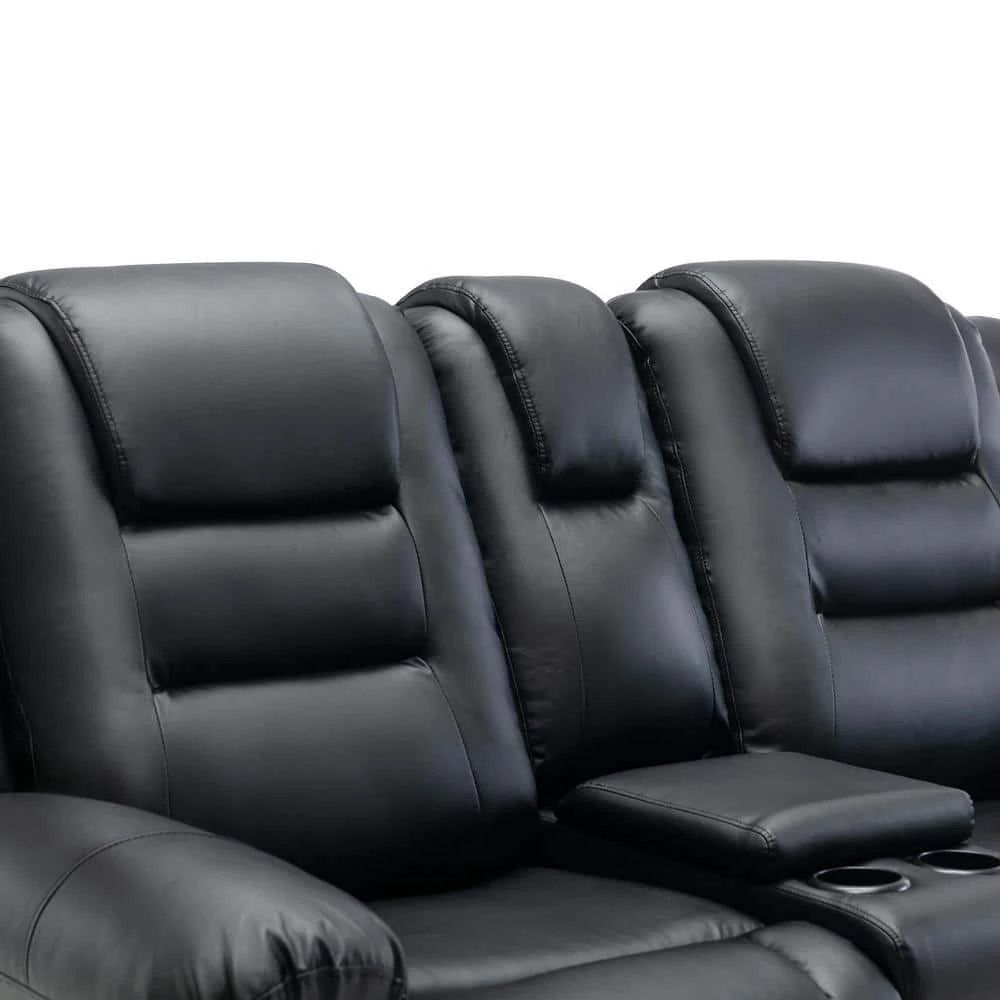 71.7 in. W Black PU Leather 2-Seat Straight Loveseat, Home Theater Seating Manual Recliner by Polibi 9 71.7 in. W Black PU Leather 2-Seat Straight Loveseat, Home Theater Seating Manual Recliner by Polibi - Image 7