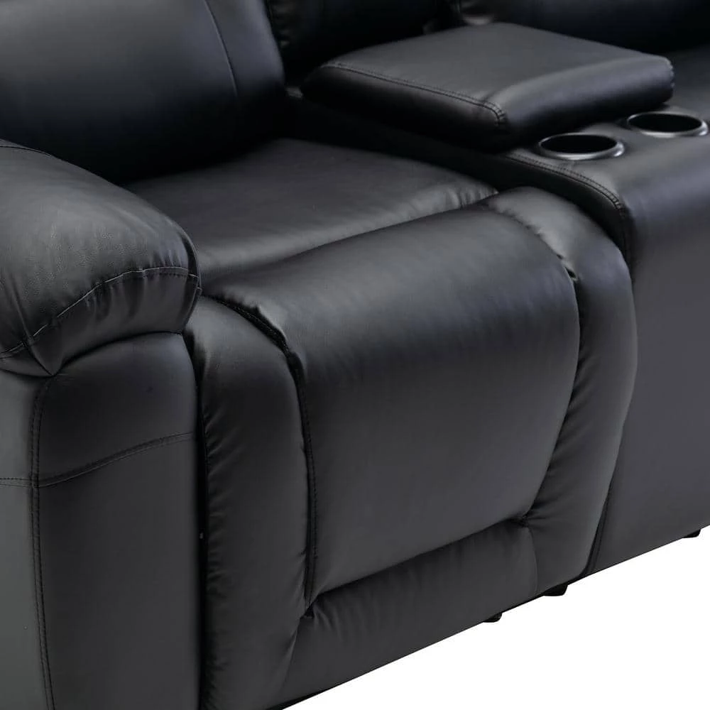 71.7 in. W Black PU Leather 2-Seat Straight Loveseat, Home Theater Seating Manual Recliner by Polibi 12 71.7 in. W Black PU Leather 2-Seat Straight Loveseat, Home Theater Seating Manual Recliner by Polibi - Image 10