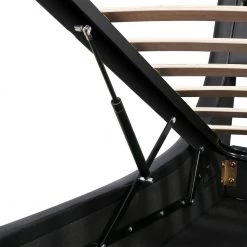 65.70 in. W Queen Upholstered Leather Platform bed in Black with a Hydraulic Storage System, LED Light Headboard by Polibi -Cheap sumyeg Store black polibi platform beds mb 657pbhl b 44 1000