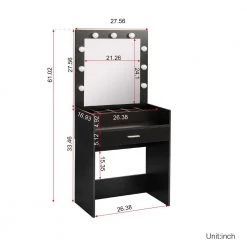 27.56 x 16.93 x 61 in. Home Source Wood LED Dressing Makeup Table Set Vanity Table with Mirror and-Drawer by sumyeg 16 27.56 x 16.93 x 61 in. Home Source Wood LED Dressing Makeup Table Set Vanity Table with Mirror and-Drawer by sumyeg -Cheap sumyeg Store black sumyeg dressers sg 331jf6275 44 1000