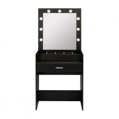 27.56 x 16.93 x 61 in. Home Source Wood LED Dressing Makeup Table Set Vanity Table with Mirror and-Drawer by sumyeg