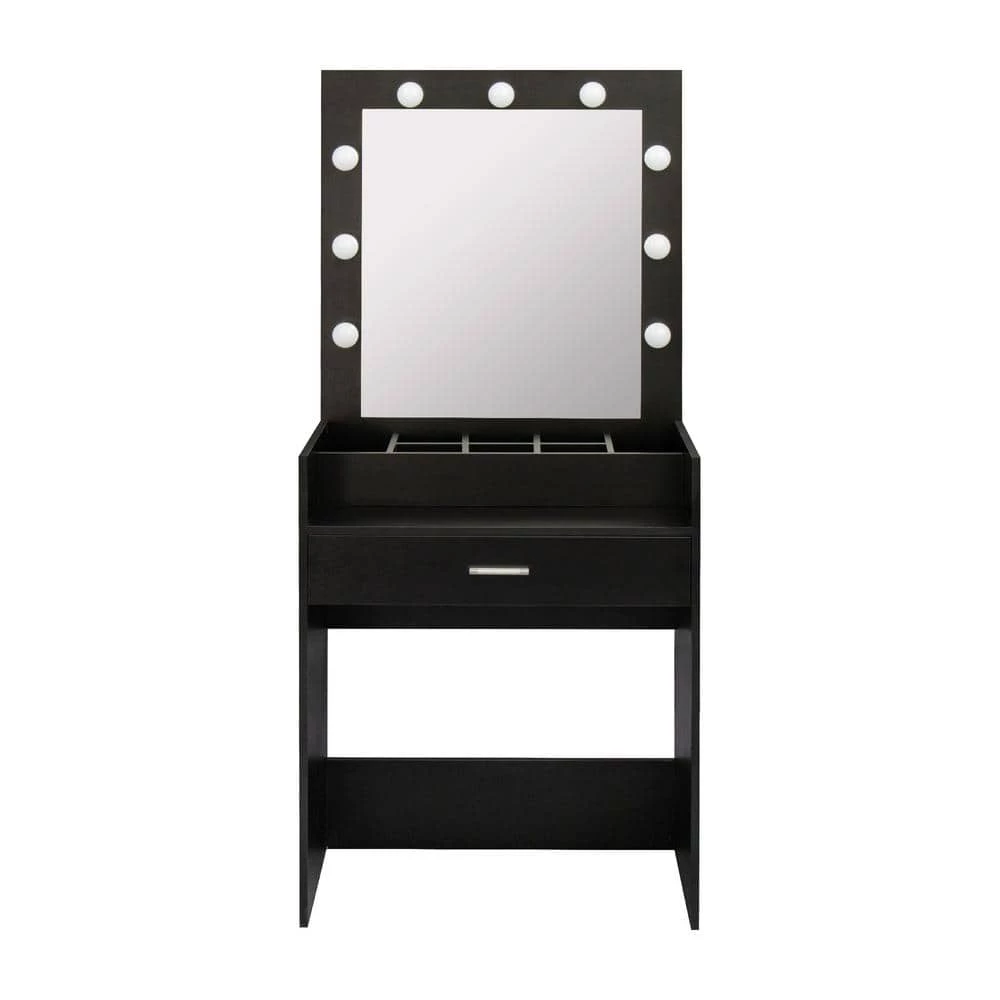27.56 x 16.93 x 61 in. Home Source Wood LED Dressing Makeup Table Set Vanity Table with Mirror and-Drawer by sumyeg 3 27.56 x 16.93 x 61 in. Home Source Wood LED Dressing Makeup Table Set Vanity Table with Mirror and-Drawer by sumyeg
