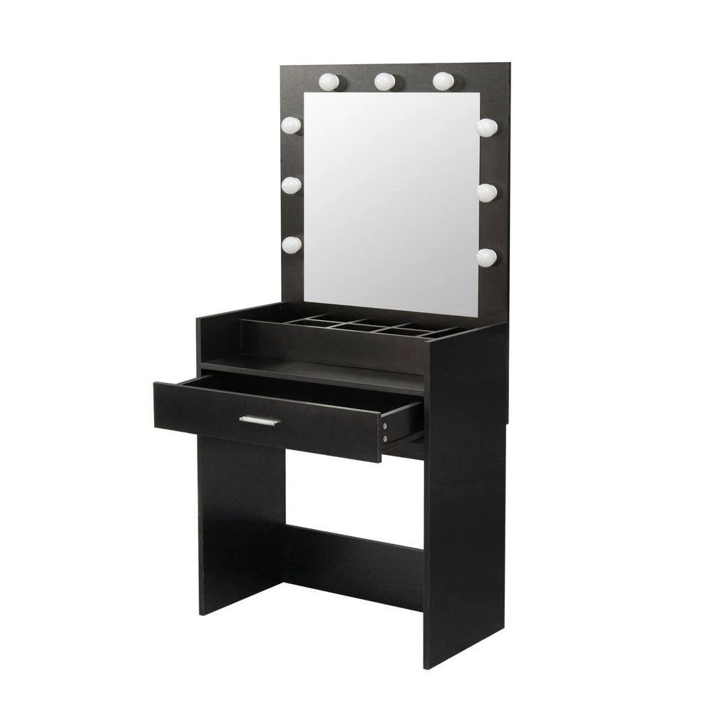 27.56 x 16.93 x 61 in. Home Source Wood LED Dressing Makeup Table Set Vanity Table with Mirror and-Drawer by sumyeg 6 27.56 x 16.93 x 61 in. Home Source Wood LED Dressing Makeup Table Set Vanity Table with Mirror and-Drawer by sumyeg - Image 4