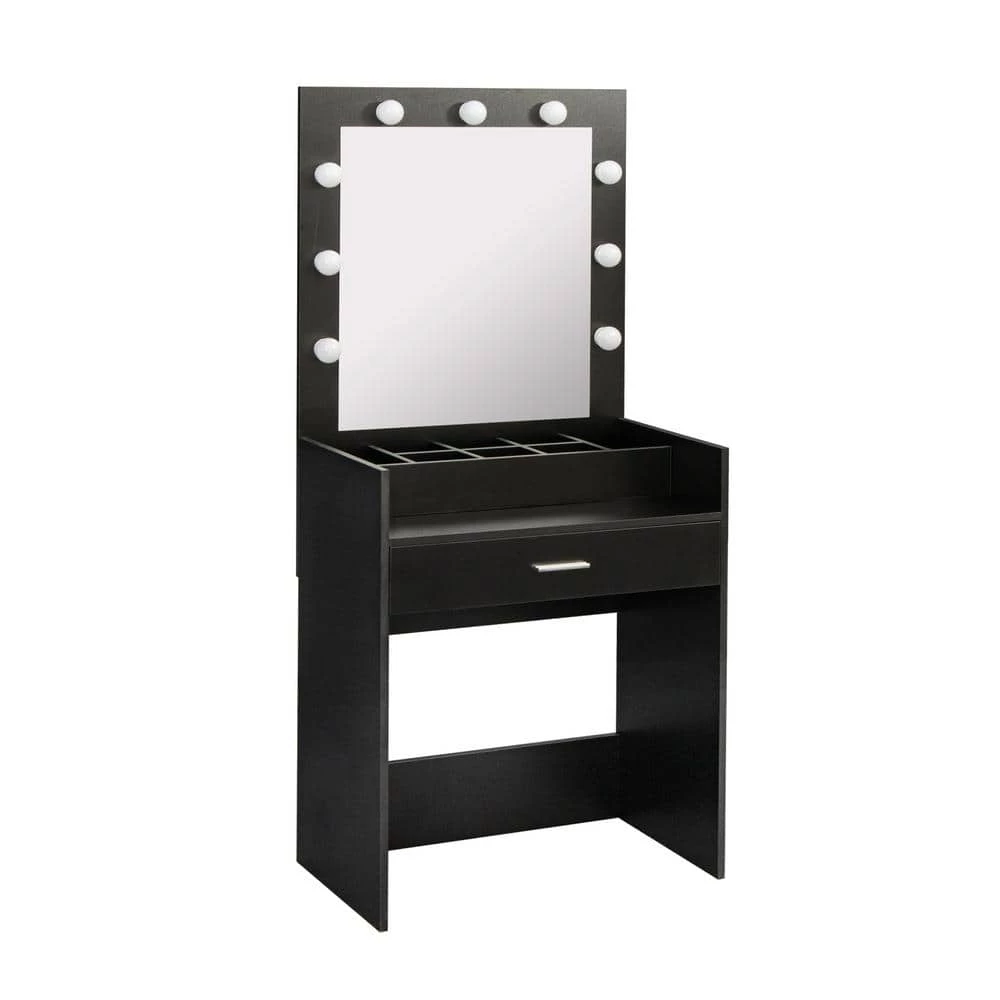 27.56 x 16.93 x 61 in. Home Source Wood LED Dressing Makeup Table Set Vanity Table with Mirror and-Drawer by sumyeg 4 27.56 x 16.93 x 61 in. Home Source Wood LED Dressing Makeup Table Set Vanity Table with Mirror and-Drawer by sumyeg - Image 2