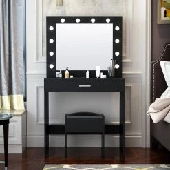 31.5 x 15.75 x 55.12 in. Black Bedroom LED Makeup Dressing Table Vanity Table Set with Mirror and Stool by sumyeg 21 31.5 x 15.75 x 55.12 in. Black Bedroom LED Makeup Dressing Table Vanity Table Set with Mirror and Stool by sumyeg -Cheap sumyeg Store black sumyeg dressers sg 331jf6276 31 1000
