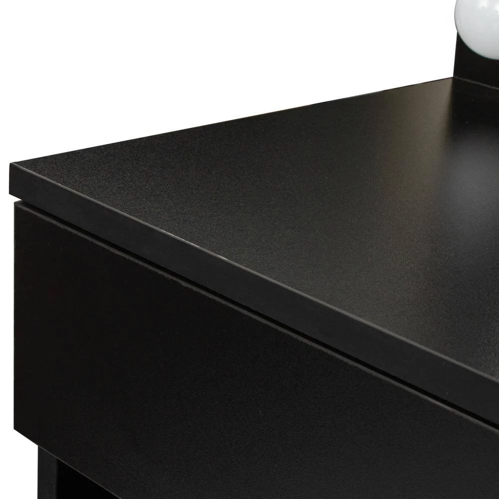 31.5 x 15.75 x 55.12 in. Black Bedroom LED Makeup Dressing Table Vanity Table Set with Mirror and Stool by sumyeg 6 31.5 x 15.75 x 55.12 in. Black Bedroom LED Makeup Dressing Table Vanity Table Set with Mirror and Stool by sumyeg - Image 4