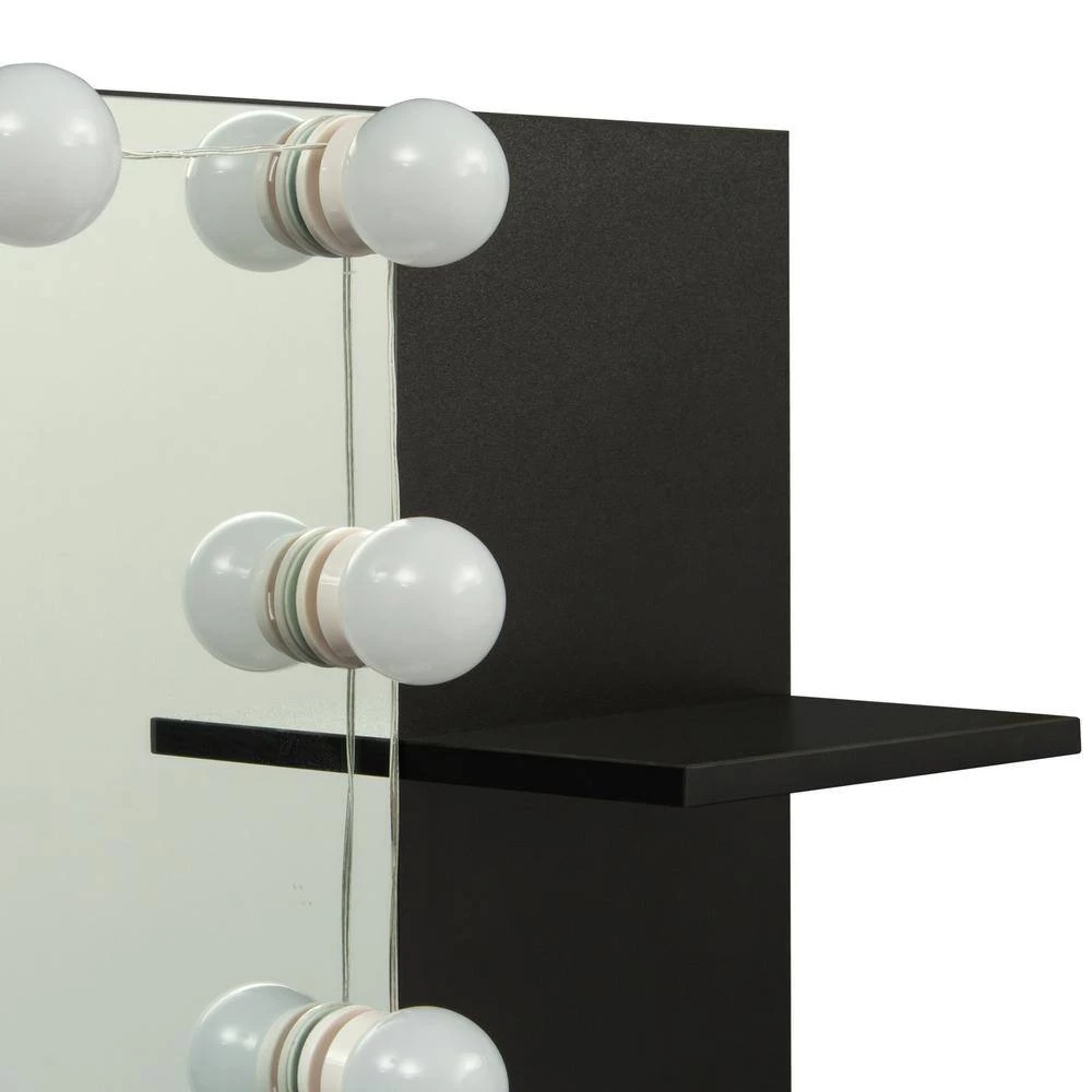 35.43 x 15.75 x 52.76 in. Black Rectangular Makeup Table Stool Set Dressing Table with Mirror and-Drawer by sumyeg 11 35.43 x 15.75 x 52.76 in. Black Rectangular Makeup Table Stool Set Dressing Table with Mirror and-Drawer by sumyeg - Image 9