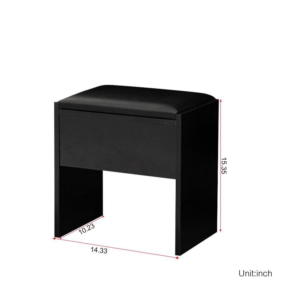 35.43 x 15.75 x 52.76 in. Black Rectangular Makeup Table Stool Set Dressing Table with Mirror and-Drawer by sumyeg 12 35.43 x 15.75 x 52.76 in. Black Rectangular Makeup Table Stool Set Dressing Table with Mirror and-Drawer by sumyeg - Image 10