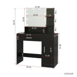 35.43 x 15.75 x 52.76 in. Black Rectangular Makeup Table Stool Set Dressing Table with Mirror and-Drawer by sumyeg 26 35.43 x 15.75 x 52.76 in. Black Rectangular Makeup Table Stool Set Dressing Table with Mirror and-Drawer by sumyeg -Cheap sumyeg Store black sumyeg dressers sg 331jf6277 fa 1000