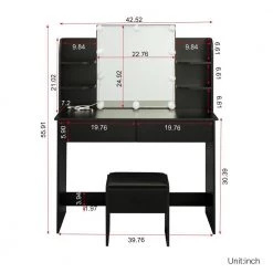 42.52 x 15.75 x 52.76 in. Rectangular Black LED Furniture Dressing Table Makeup Table Stool Set with Mirror and-Drawers by sumyeg 19 42.52 x 15.75 x 52.76 in. Rectangular Black LED Furniture Dressing Table Makeup Table Stool Set with Mirror and-Drawers by sumyeg -Cheap sumyeg Store black sumyeg dressers sg 331jf6278 44 1000