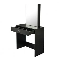 31.5 x 15.75 x 58.67 in. Modern Black Vanity Table Set Dressing Makeup Table with Mirror and Stool and-Drawer by sumyeg