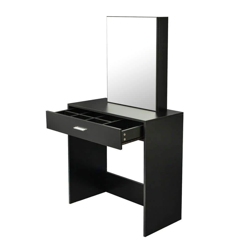 31.5 x 15.75 x 58.67 in. Modern Black Vanity Table Set Dressing Makeup Table with Mirror and Stool and-Drawer by sumyeg 3 31.5 x 15.75 x 58.67 in. Modern Black Vanity Table Set Dressing Makeup Table with Mirror and Stool and-Drawer by sumyeg