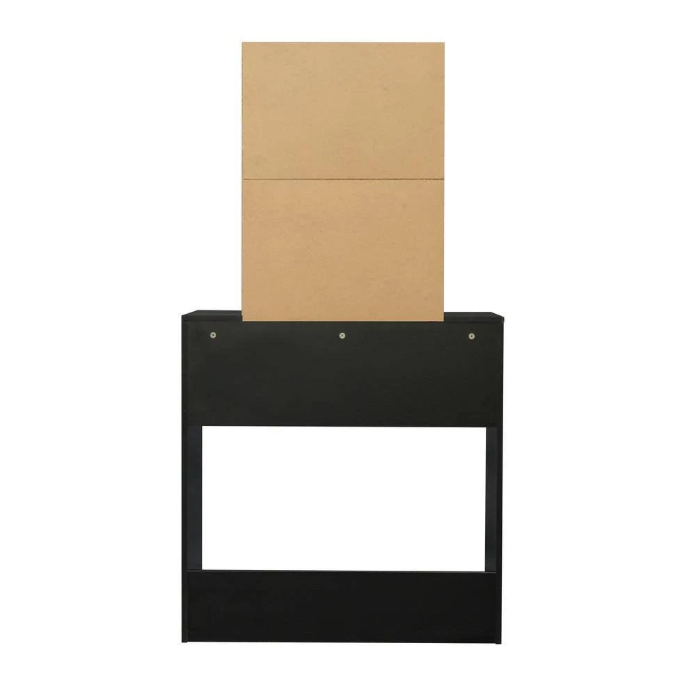 31.5 x 15.75 x 58.67 in. Modern Black Vanity Table Set Dressing Makeup Table with Mirror and Stool and-Drawer by sumyeg 7 31.5 x 15.75 x 58.67 in. Modern Black Vanity Table Set Dressing Makeup Table with Mirror and Stool and-Drawer by sumyeg - Image 5