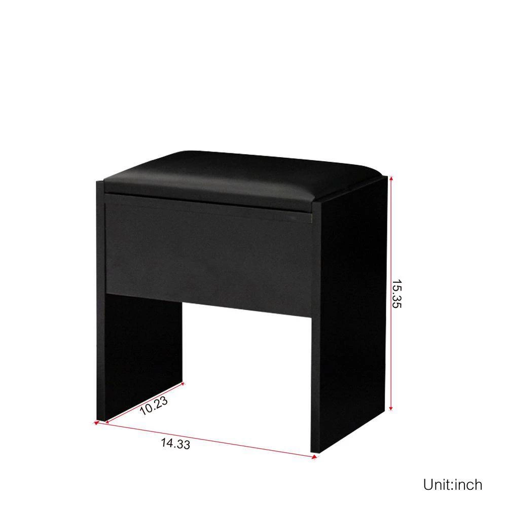 31.5 x 15.75 x 58.67 in. Modern Black Vanity Table Set Dressing Makeup Table with Mirror and Stool and-Drawer by sumyeg 11 31.5 x 15.75 x 58.67 in. Modern Black Vanity Table Set Dressing Makeup Table with Mirror and Stool and-Drawer by sumyeg - Image 9
