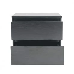 19.68 x 15.75 x 19.69 in. Wood 2-Drawer Black Nightstand Side Table Accent Table for Bedroom by sumyeg