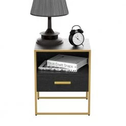 1-Drawer Gold & Black Nightstand 17.7 in. H x 17.7 in. W x 15.7 in. L Bedside Table Sofa End Table by sumyeg 12 1-Drawer Gold & Black Nightstand 17.7 in. H x 17.7 in. W x 15.7 in. L Bedside Table Sofa End Table by sumyeg -Cheap sumyeg Store black sumyeg nightstands sy jt5457 9 4f 1000