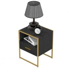 1-Drawer Gold & Black Nightstand 17.7 in. H x 17.7 in. W x 15.7 in. L Bedside Table Sofa End Table by sumyeg 11 1-Drawer Gold & Black Nightstand 17.7 in. H x 17.7 in. W x 15.7 in. L Bedside Table Sofa End Table by sumyeg -Cheap sumyeg Store black sumyeg nightstands sy jt5457 9 c3 1000