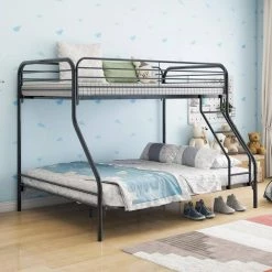 Sturdy Black Twin Full Metal Bunk Bed Platform Bed with Enhanced Upper-Level Guardrail by sumyeg 19 Sturdy Black Twin Full Metal Bunk Bed Platform Bed with Enhanced Upper-Level Guardrail by sumyeg -Cheap sumyeg Store black sumyeg platform beds sy 0150w 31 1000