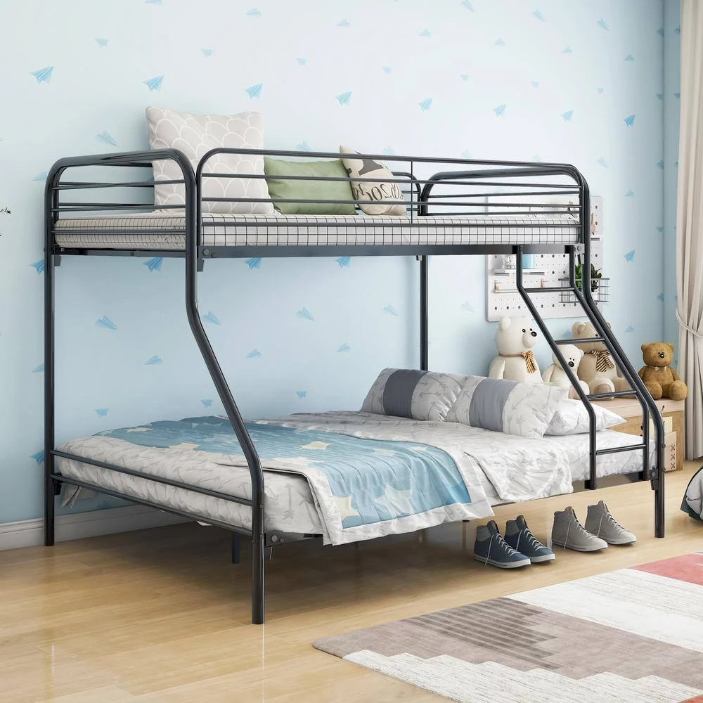 Sturdy Black Twin Full Metal Bunk Bed Platform Bed with Enhanced Upper-Level Guardrail by sumyeg 11 Sturdy Black Twin Full Metal Bunk Bed Platform Bed with Enhanced Upper-Level Guardrail by sumyeg - Image 9