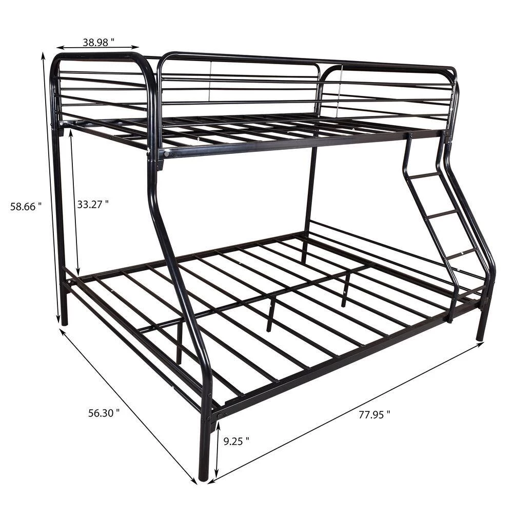 Sturdy Black Twin Full Metal Bunk Bed Platform Bed with Enhanced Upper-Level Guardrail by sumyeg 10 Sturdy Black Twin Full Metal Bunk Bed Platform Bed with Enhanced Upper-Level Guardrail by sumyeg - Image 8