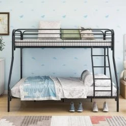 Sturdy Black Twin Full Metal Bunk Bed Platform Bed with Enhanced Upper-Level Guardrail by sumyeg 13 Sturdy Black Twin Full Metal Bunk Bed Platform Bed with Enhanced Upper-Level Guardrail by sumyeg -Cheap sumyeg Store black sumyeg platform beds sy 0150w a0 1000