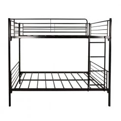 New Design Black Metal Full Platform Bed Twin-Over-Twin Bunk Bed with Ladder by sumyeg