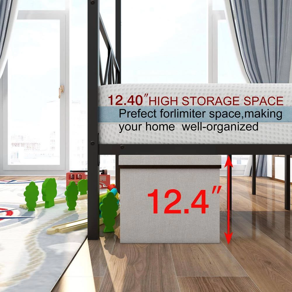 Contemporary Black Queen Metal Bed Frame Platform Bed Frame with x Shaped Frame by sumyeg 6 Contemporary Black Queen Metal Bed Frame Platform Bed Frame with x Shaped Frame by sumyeg - Image 4