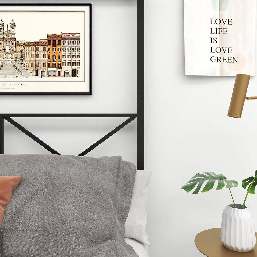 Contemporary Black Queen Metal Bed Frame Platform Bed Frame with x Shaped Frame by sumyeg 5 Contemporary Black Queen Metal Bed Frame Platform Bed Frame with x Shaped Frame by sumyeg - Image 3