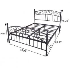 Modern 59.84 in. Queen Black Metal Bed Frame Platform Bed with Headboard And Fooboard by sumyeg 10 Modern 59.84 in. Queen Black Metal Bed Frame Platform Bed with Headboard And Fooboard by sumyeg -Cheap sumyeg Store black sumyeg platform beds sy 0163w 4f 1000