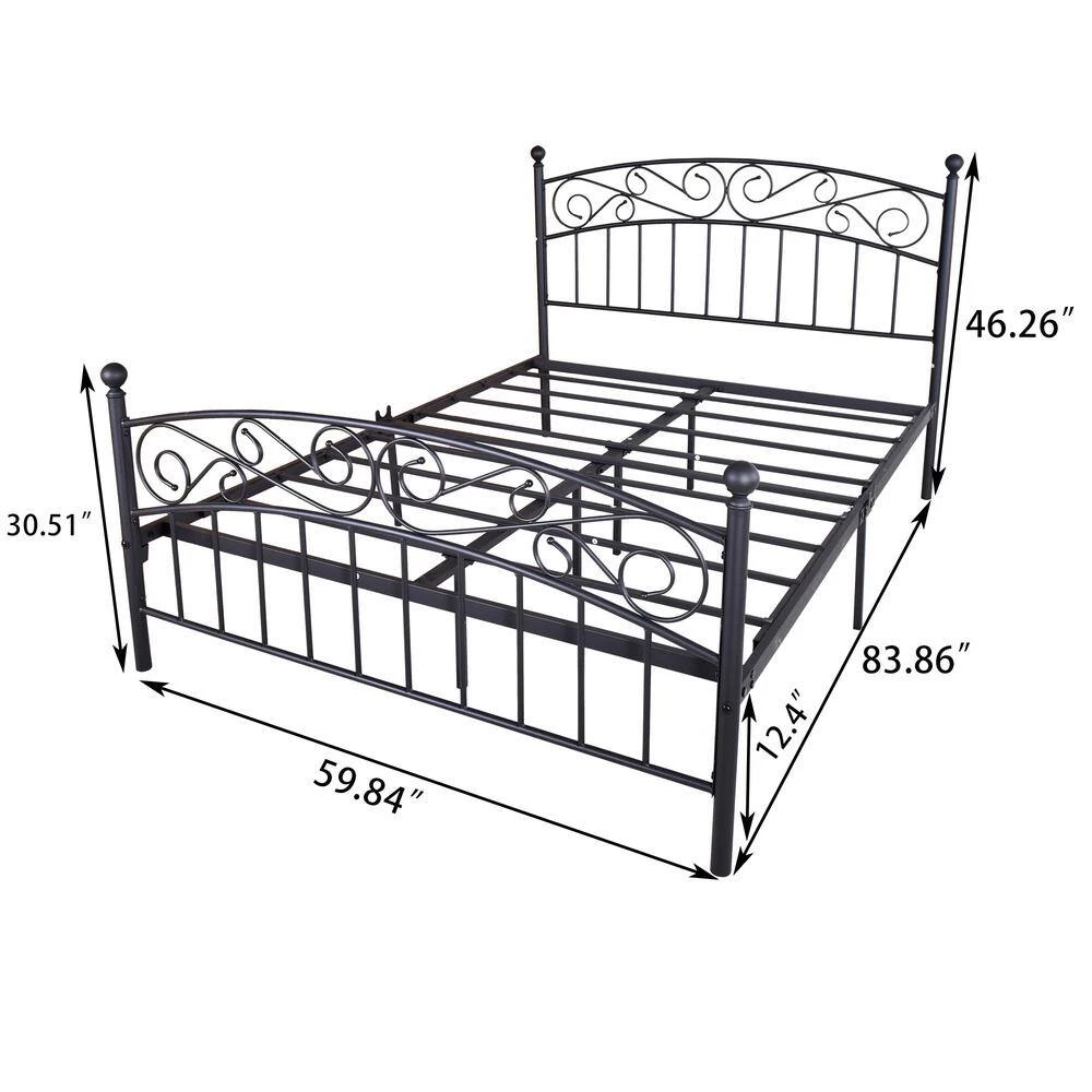 Modern 59.84 in. Queen Black Metal Bed Frame Platform Bed with Headboard And Fooboard by sumyeg 6 Modern 59.84 in. Queen Black Metal Bed Frame Platform Bed with Headboard And Fooboard by sumyeg - Image 4
