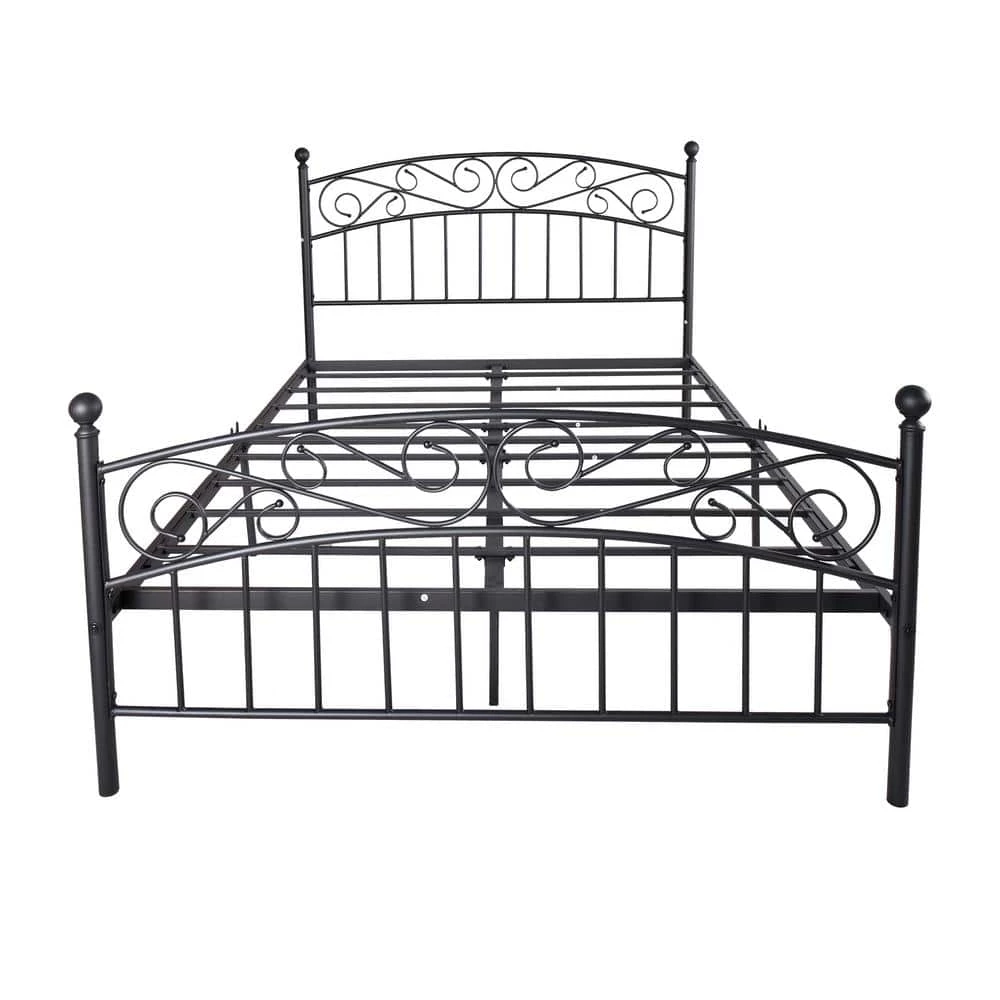 Modern 59.84 in. Queen Black Metal Bed Frame Platform Bed with Headboard And Fooboard by sumyeg 3 Modern 59.84 in. Queen Black Metal Bed Frame Platform Bed with Headboard And Fooboard by sumyeg