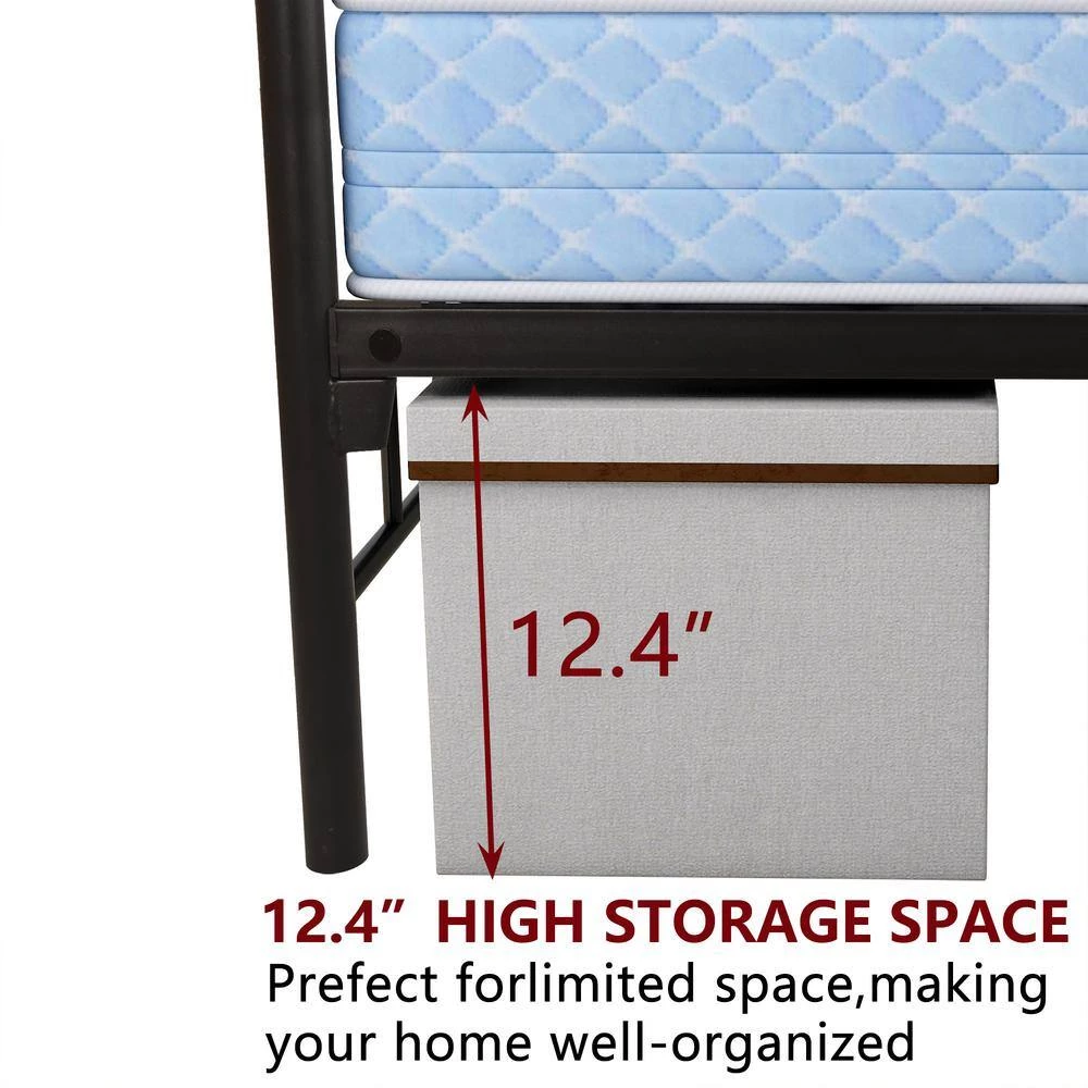 Modern 59.84 in. Queen Black Metal Bed Frame Platform Bed with Headboard And Fooboard by sumyeg 5 Modern 59.84 in. Queen Black Metal Bed Frame Platform Bed with Headboard And Fooboard by sumyeg - Image 3