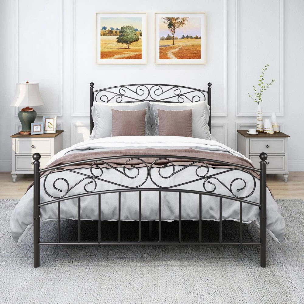 Modern 59.84 in. Queen Black Metal Bed Frame Platform Bed with Headboard And Fooboard by sumyeg 4 Modern 59.84 in. Queen Black Metal Bed Frame Platform Bed with Headboard And Fooboard by sumyeg - Image 2