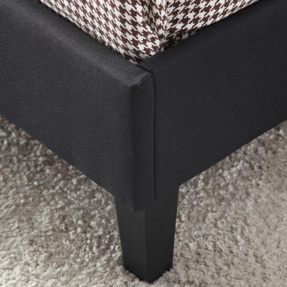 Black Wood Frame Bed Frame Queen Platform Bed with Wingback Headboard and Slats by sumyeg 7 Black Wood Frame Bed Frame Queen Platform Bed with Wingback Headboard and Slats by sumyeg - Image 5