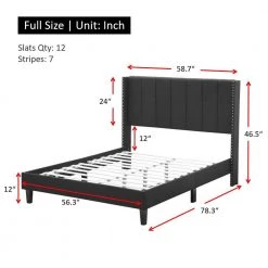 Black Wood Frame Bed Frame Full Platform Bed with Wingback Headboard and Slats by sumyeg 12 Black Wood Frame Bed Frame Full Platform Bed with Wingback Headboard and Slats by sumyeg -Cheap sumyeg Store black sumyeg platform beds sy 25jtfw 1 1f 1000
