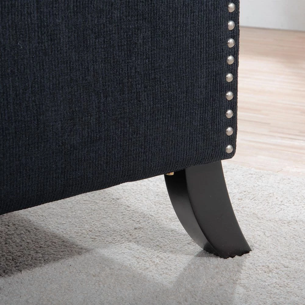 Ergonomic Black Fabric Arm Pushing Recliner Chair Curved Back Recliner by sumyeg 12 Ergonomic Black Fabric Arm Pushing Recliner Chair Curved Back Recliner by sumyeg - Image 10