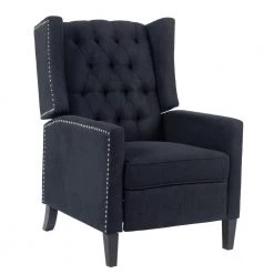 Ergonomic Black Fabric Arm Pushing Recliner Chair Curved Back Recliner by sumyeg