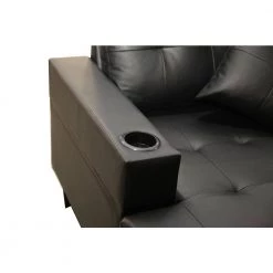 Modern 30.5 in. Leather L Shape Chaise Lounge Sectional Sofa Set in Black For Living Room With Cup Holder by sumyeg 11 Modern 30.5 in. Leather L Shape Chaise Lounge Sectional Sofa Set in Black For Living Room With Cup Holder by sumyeg -Cheap sumyeg Store black sumyeg sectional sofas sy w03022 c3 1000