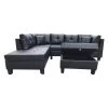 79.6 in. Width 3-Piece Leather Left Facing Loveseat Sectional Sofa in Black With Throw Pillows And Ottoman by sumyeg 2 79.6 in. Width 3-Piece Leather Left Facing Loveseat Sectional Sofa in Black With Throw Pillows And Ottoman by sumyeg -Cheap sumyeg Store black sumyeg sectional sofas sy w03029 64 1000