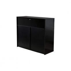 Black High Gloss Kitchen Buffet Cupboard 2-Doors Sideboard Storage Cabinet with LED Light by sumyeg