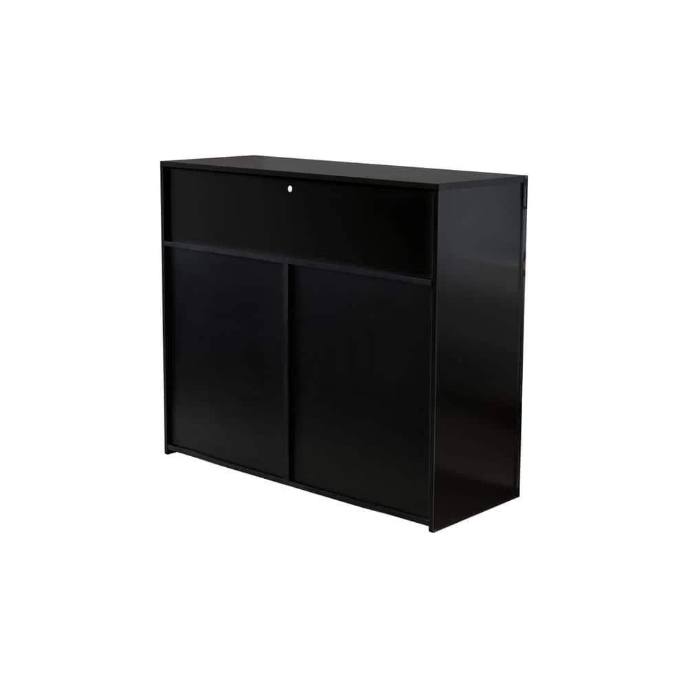 Black High Gloss Kitchen Buffet Cupboard 2-Doors Sideboard Storage Cabinet with LED Light by sumyeg 3 Black High Gloss Kitchen Buffet Cupboard 2-Doors Sideboard Storage Cabinet with LED Light by sumyeg