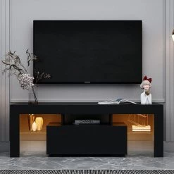 51 in. Black TV Stand Entertainment Center TV Console Cabinet with LED Lights Fits TV's up to 55 in. by sumyeg 29 51 in. Black TV Stand Entertainment Center TV Console Cabinet with LED Lights Fits TV's up to 55 in. by sumyeg -Cheap sumyeg Store black sumyeg tv stands sg 331jf5870 31 1000