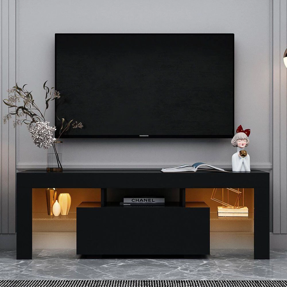 51 in. Black TV Stand Entertainment Center TV Console Cabinet with LED Lights Fits TV's up to 55 in. by sumyeg 16 51 in. Black TV Stand Entertainment Center TV Console Cabinet with LED Lights Fits TV's up to 55 in. by sumyeg - Image 14