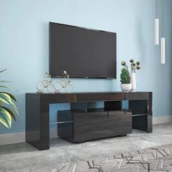 51 in. Black TV Stand Entertainment Center TV Console Cabinet with LED Lights Fits TV's up to 55 in. by sumyeg 18 51 in. Black TV Stand Entertainment Center TV Console Cabinet with LED Lights Fits TV's up to 55 in. by sumyeg -Cheap sumyeg Store black sumyeg tv stands sg 331jf5870 40 1000