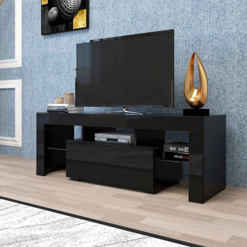 51 in. Black TV Stand Entertainment Center TV Console Cabinet with LED Lights Fits TV's up to 55 in. by sumyeg 6 51 in. Black TV Stand Entertainment Center TV Console Cabinet with LED Lights Fits TV's up to 55 in. by sumyeg - Image 4
