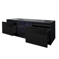 47 in. Black LED TV Stand Cabinet Entertainment Central TV Console Fits TV's up to 55 in. with 2 Storage Drawers by sumyeg