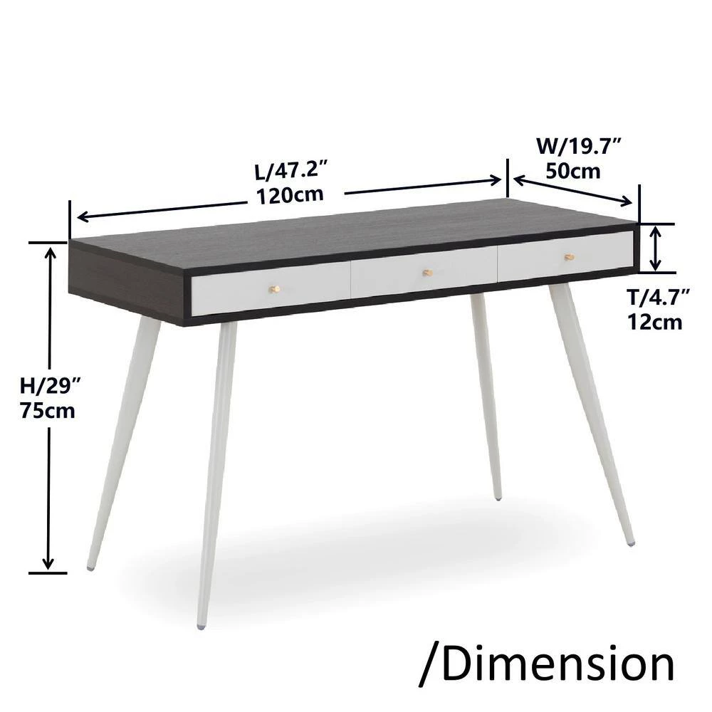 Modern 19.7 in. Black Oak 3-Drawer Writing Desk Computer Desk with Oak Grain by sumyeg 8 Modern 19.7 in. Black Oak 3-Drawer Writing Desk Computer Desk with Oak Grain by sumyeg - Image 6